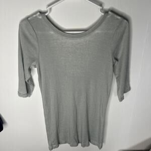 NWT CHASER Basic Sage Green Ribbed Short Sleeve Low Back Shirt Size Medium